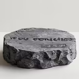 an irregular stone has a poem written on it