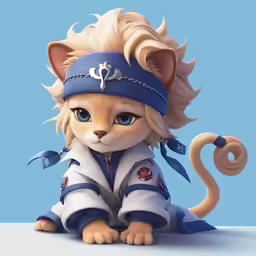a cat with blue eyes is wearing a jacket and cat ears