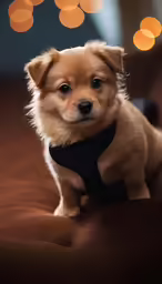 there is a brown dog that is sitting on the couch