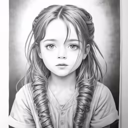 a drawing of a girl in braids