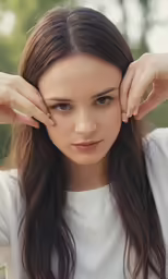 an image of a girl with her hands resting on the top of her head