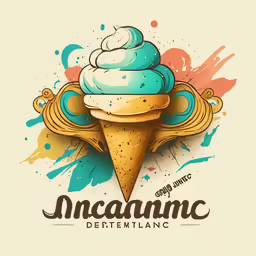 a drawing of an ice cream cone with blue icing