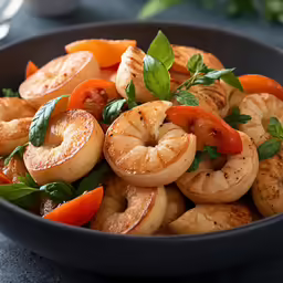 a close up of a bowl of food with tomatoes
