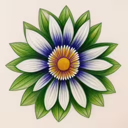 a picture of an intricate colored flower,the flower has been painted on a piece of paper