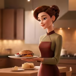 a cartoon character with a plate of food