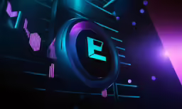 a circular lit object sitting on top of a purple and blue surface
