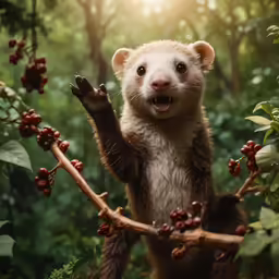 a close up of a small animal on a branch