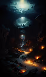 a tunnel, with some people in it, and some lights at the end