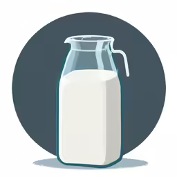 a picture of a glass jug with milk inside