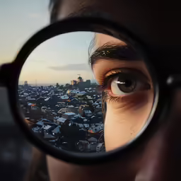 an eye looking through a magnifying glass