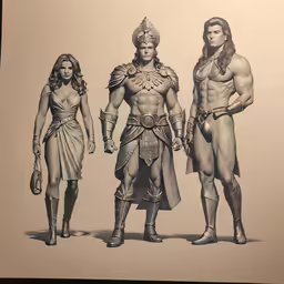 an ink drawing of some naked and bald men