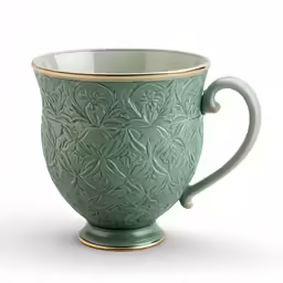 the green flower pattern is a decorative cup