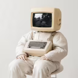 a person sitting down in front of a computer