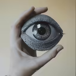 a drawing of someone holding an open eye with their thumb