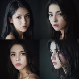 two pictures with different angles of a girl with long hair