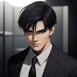 a man in suit and tie standing by itself