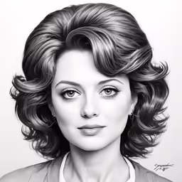 a woman with short hair and eyes on her face