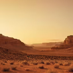 the horizon above some brown desert with rocks