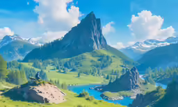 a man sitting on top of a cliff overlooking mountains