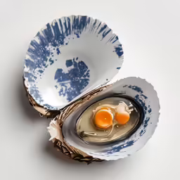 an egg is inside a bowl on the counter