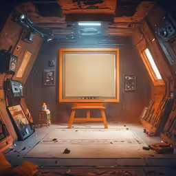a room full of old speakers and a large monitor