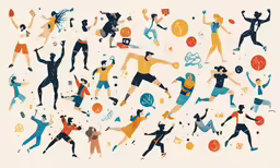 an illustrated poster depicting some of the famous athletes