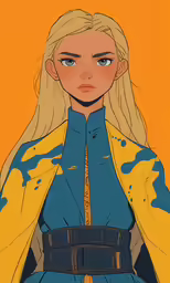 an avatar of the girl with a yellow jacket on