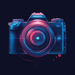a blue digital camera on a black background