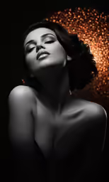 a woman with an artistic face in black and white