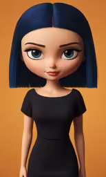 an animation of a girl with blue hair