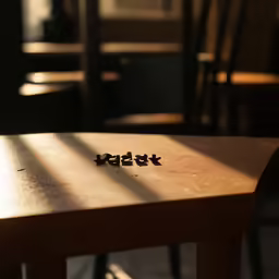 four little objects are lying on a wooden table
