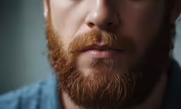 a man with red hair and beards looking up