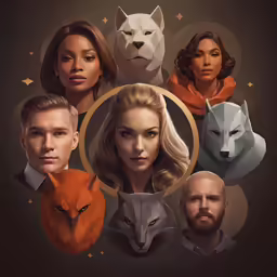 the faces of people with some of them in geometric circles