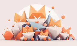 some colorful paper toys on a pink surface