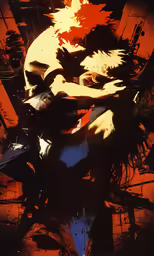 an abstract photo of a creepy person in black and orange