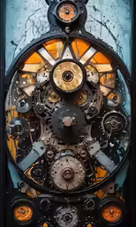 a close up of a clock inside of glass