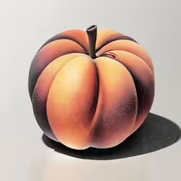 a painted pumpkin sitting on top of a white surface