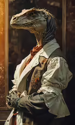 a tyranosaurus is posed for a photo