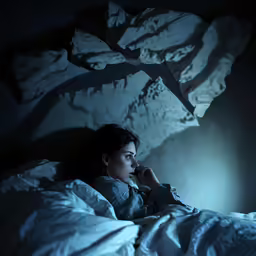 a person that is in the bed under some blankets