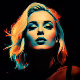 an artistic photo of a woman with bright hair