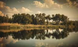 a very peaceful view of water, the sun and clouds