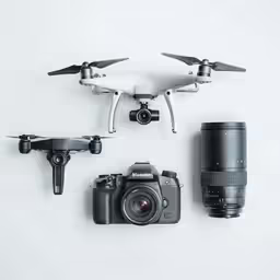some different types of cameras and propellers