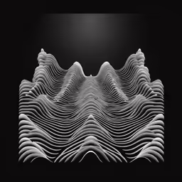 waves in black and white, with one wave in the middle