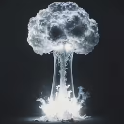 the large, white object is exploding up in the dark
