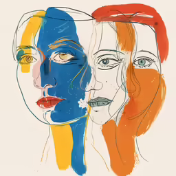 three women with different colors of their face