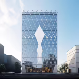 a tall building with lots of windows on top of it