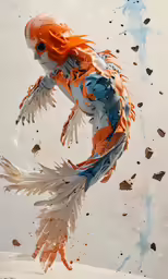 there is a very colorful bird sculpture in the air