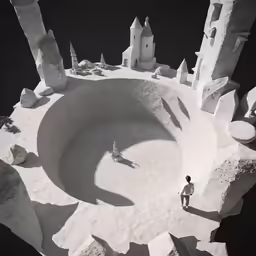 an image of a man looking at a strange structure