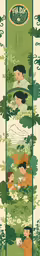 a series of illustrations with different kinds of green, orange and white items