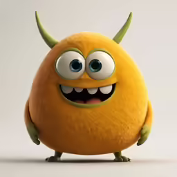 a cute orange monster with huge eyes